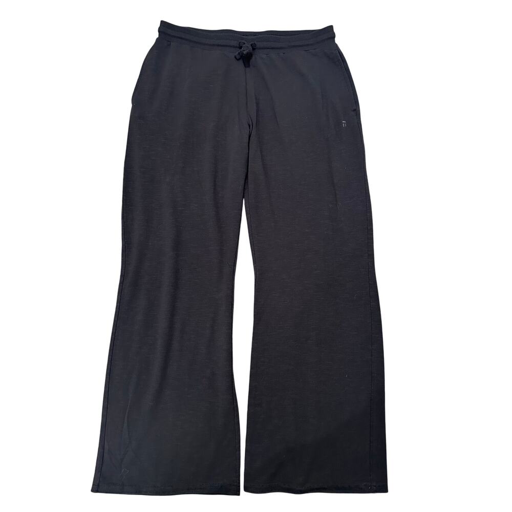 Tommy John Women's High Waisted Wide Leg Lounge Pants Gray Black Pockets M EUC